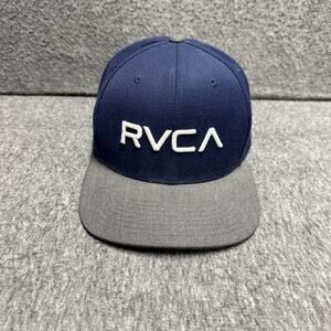 RVCA Mid Fit Trucker Hat Men's Navy Blue Cap Gray Bill Adjustable Snapback